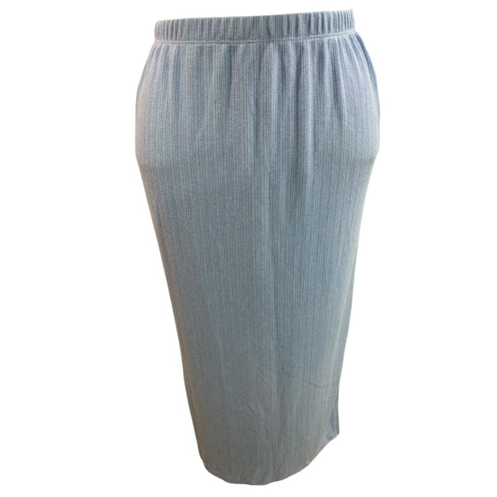 Small New In Ribbed Bodycon Midi Skirt Side‎ Slits Blue Glittery Sparkles